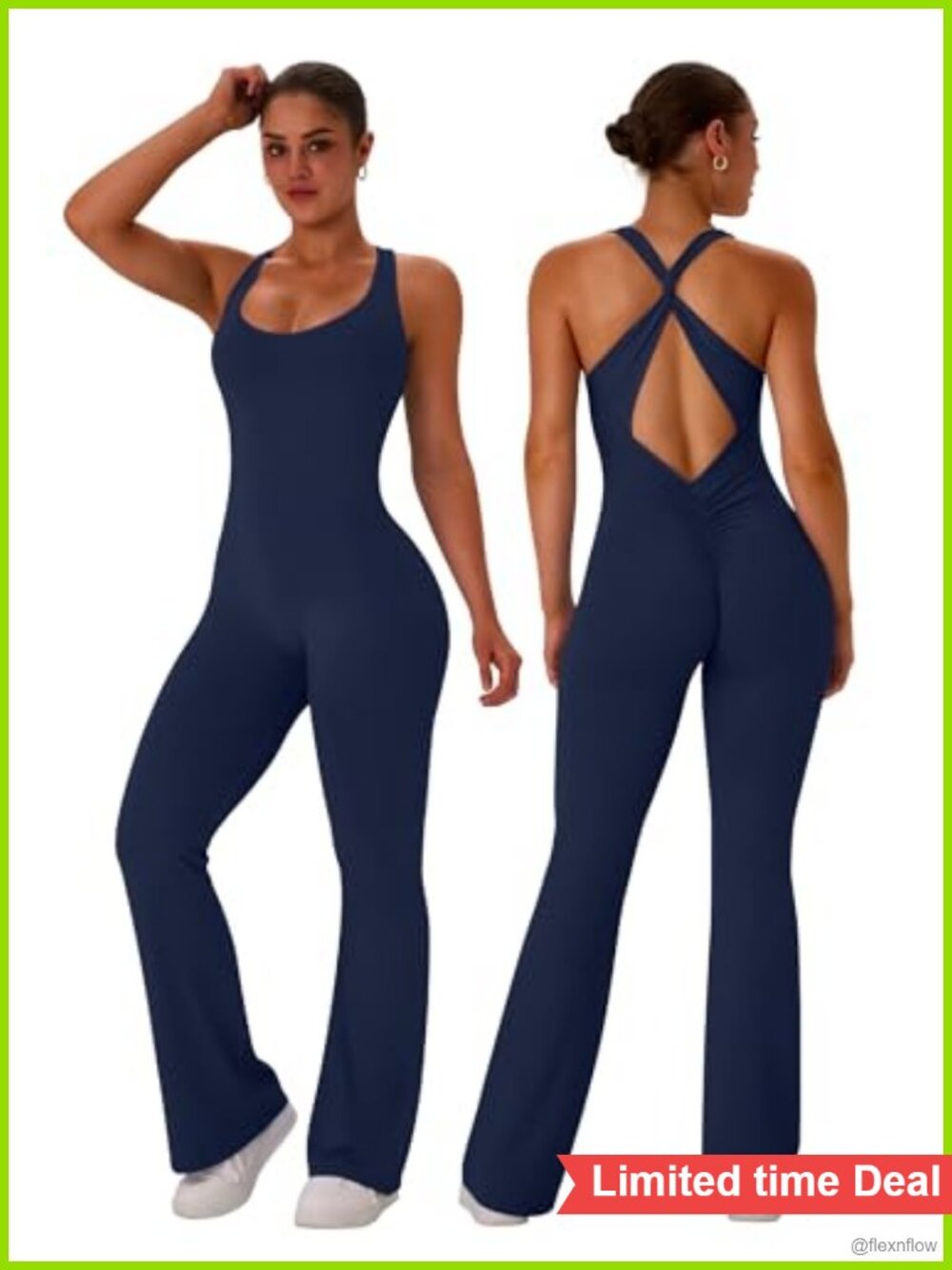 Women's Flare Workout Jumpsuit One Piece Yoga Outfit Polyamide Elastane